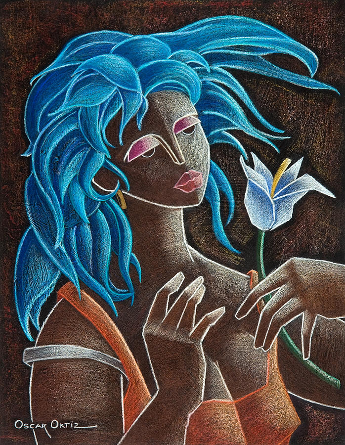 Flower Painting - Flor y viento by Oscar Ortiz