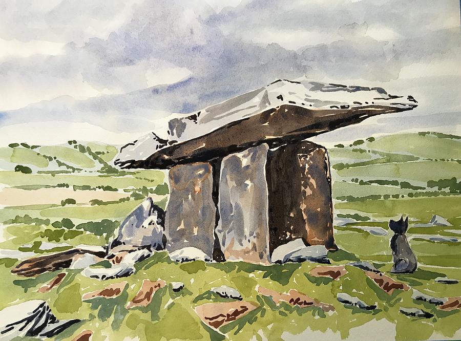 Flora and the Poulnabrone Dolmen Painting by Robert Fugate