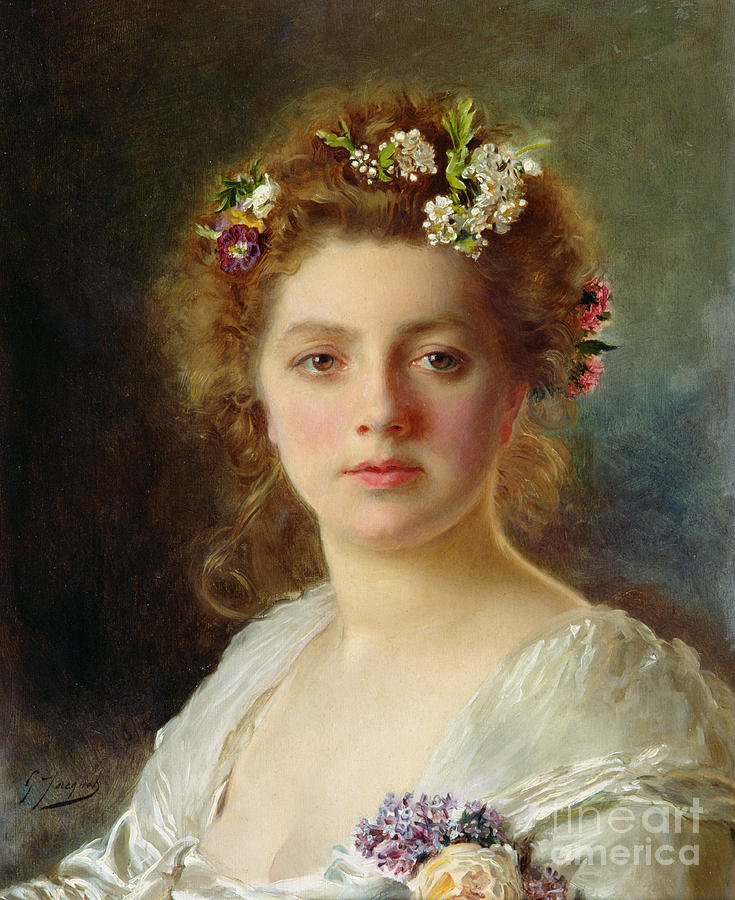Gustave Jacquet Painting - Flora by Gustave Jacquet