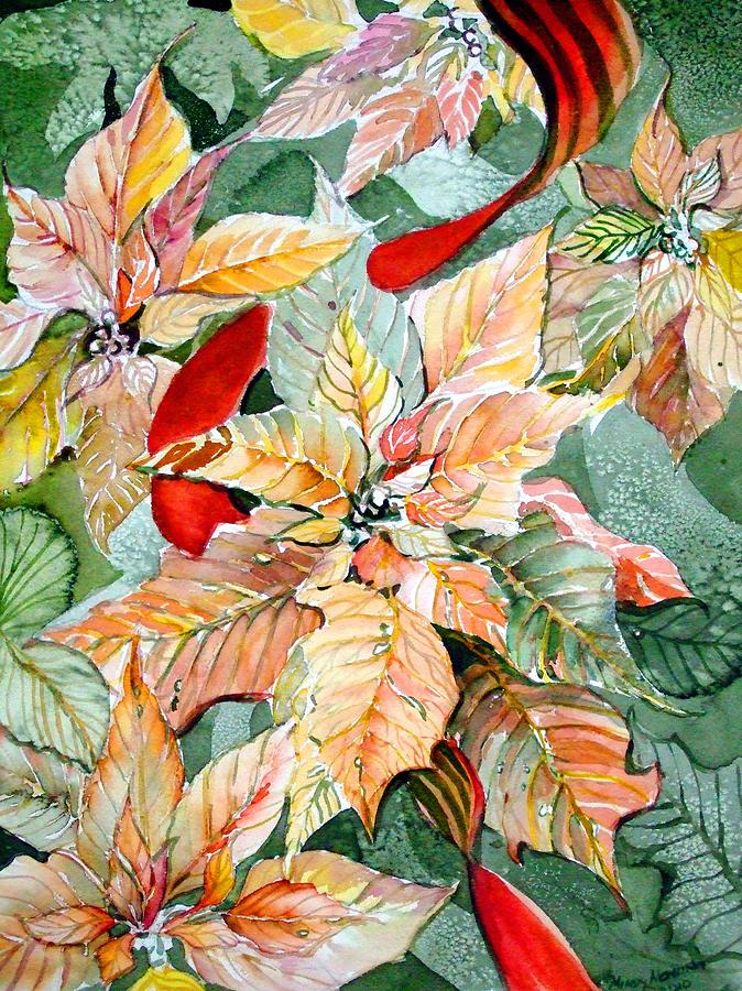 A Peachy Poinsettia Painting by Mindy Newman
