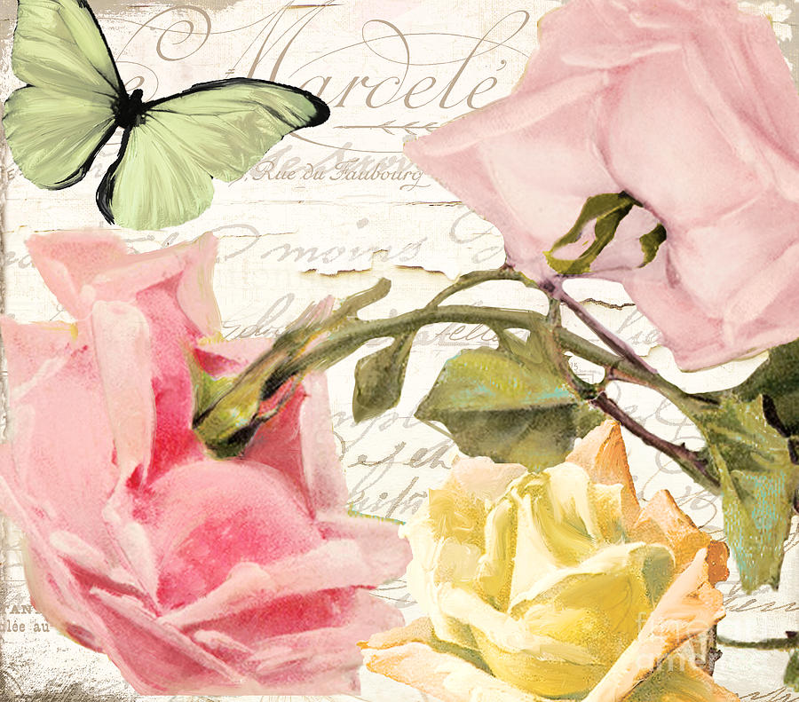 Shabby Chic Roses Painting - Florabella I by Mindy Sommers