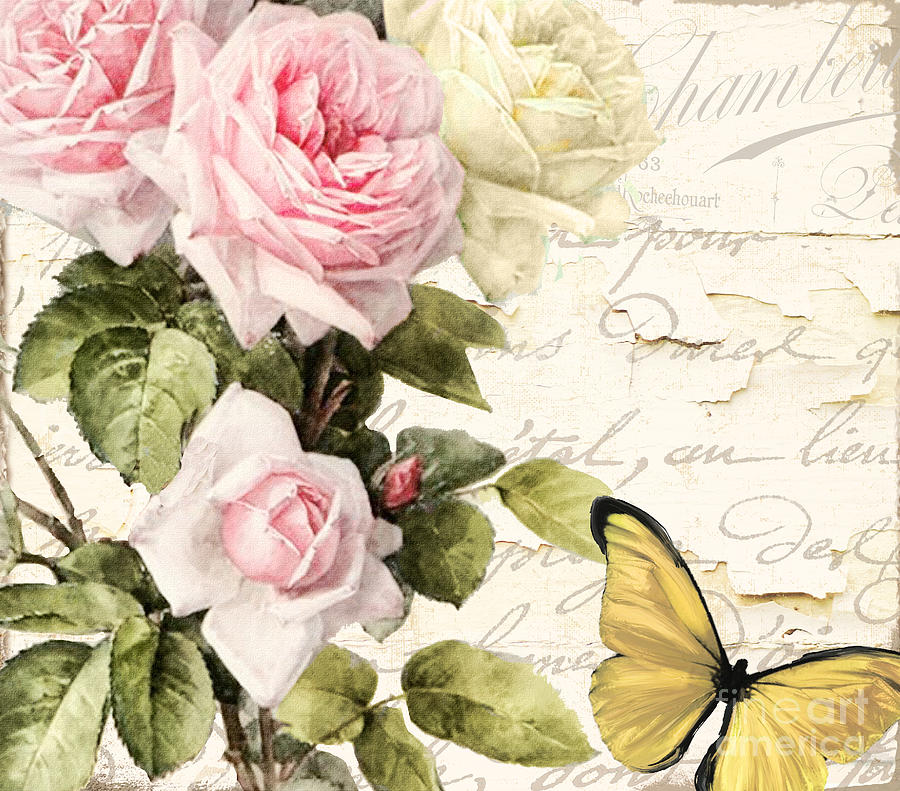 Shabby Chic Roses Painting - Florabella II by Mindy Sommers