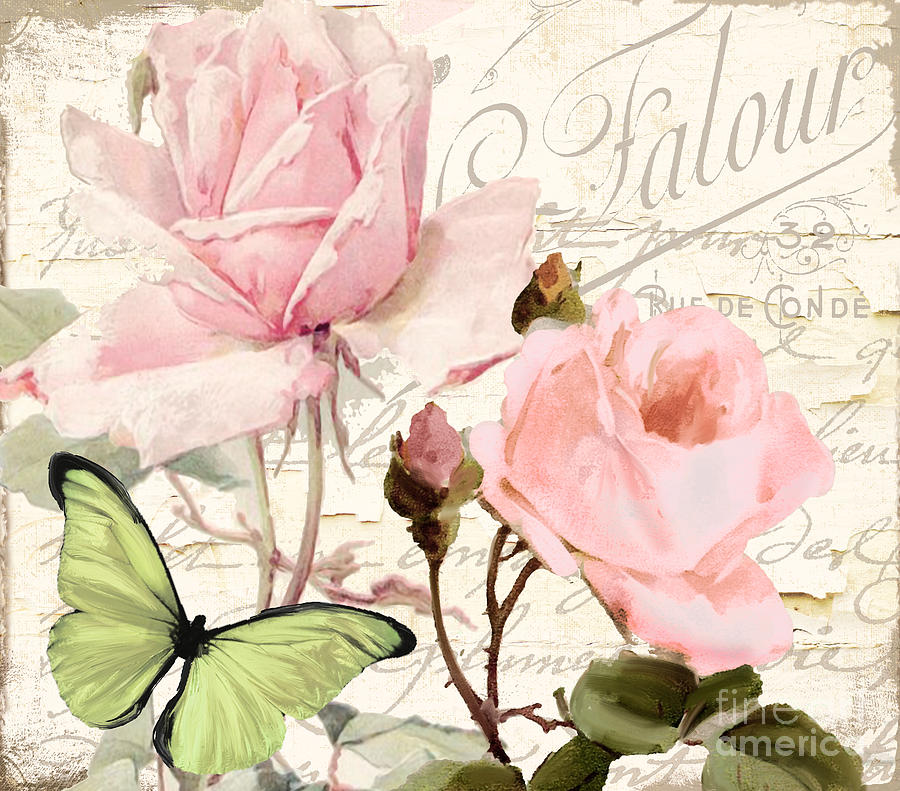 Shabby Chic Roses Painting - Florabella III by Mindy Sommers