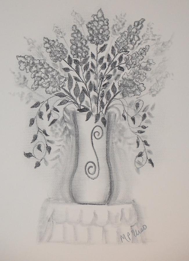Floral 1 - Charcoal Drawing by Maria Urso