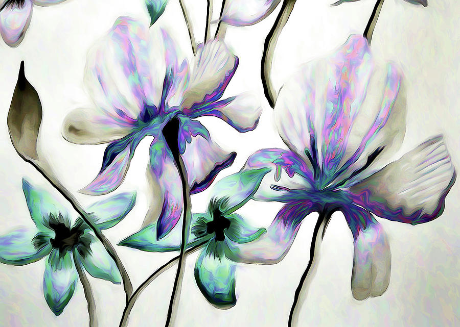 Floral Abstract Painterly Cropped Digital Art by Linda Brody