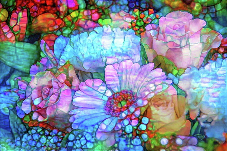 Floral abstraction Mixed Media by Lilia D