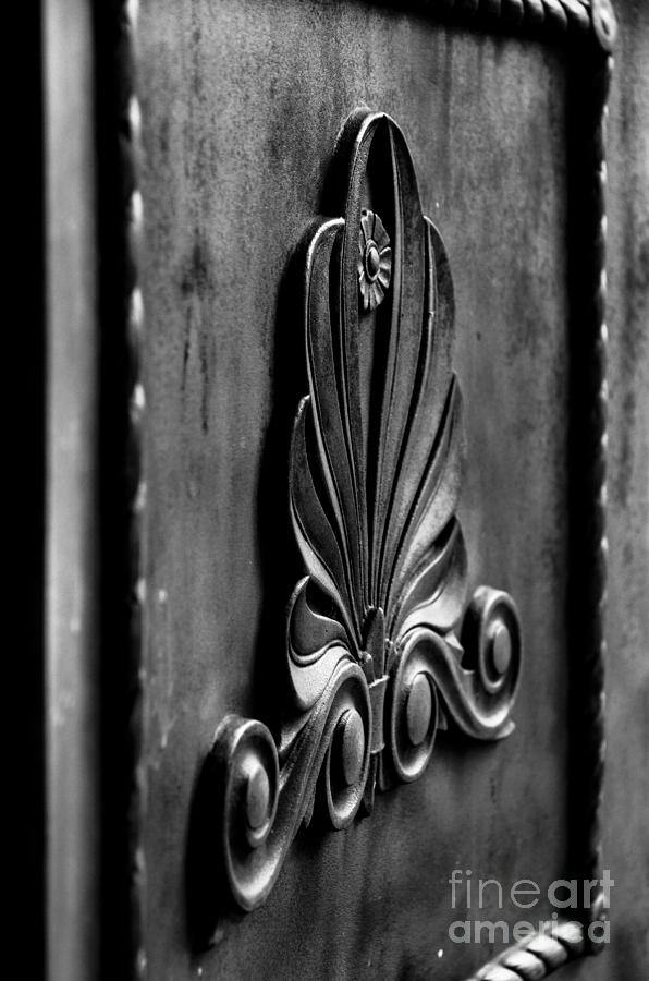 Floral Architecture Detail Black and White Photograph by Marina McLain
