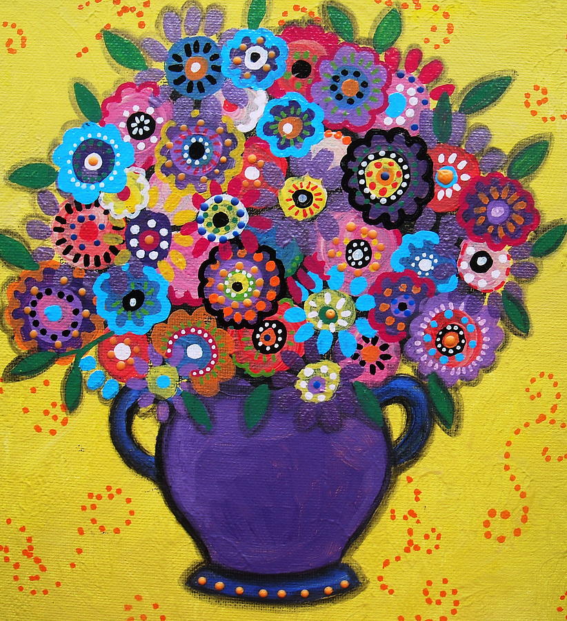 Floral Blossoms II Painting by Pristine Cartera Turkus
