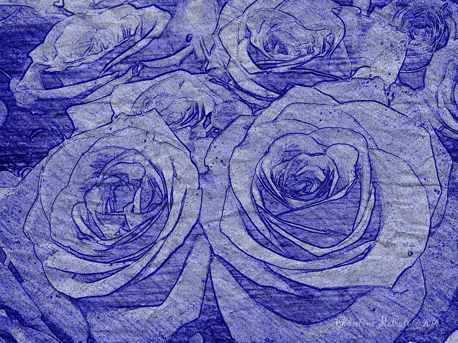 Floral Blue Roses 4 Digital Art by Christine McCole
