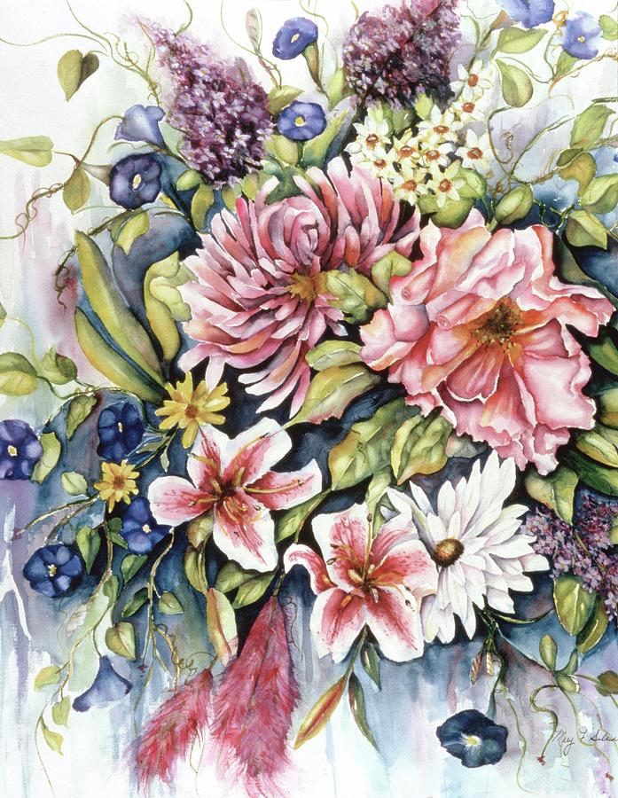 Floral Bouquet Painting by Mary Silvia