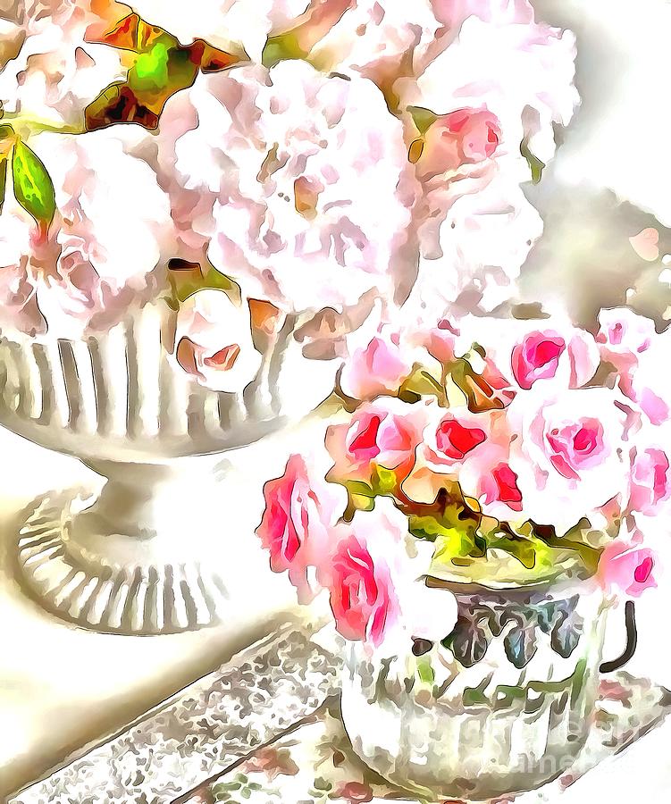 Flower Painting - Floral Bouquets Pink Roses  by Catherine Lott