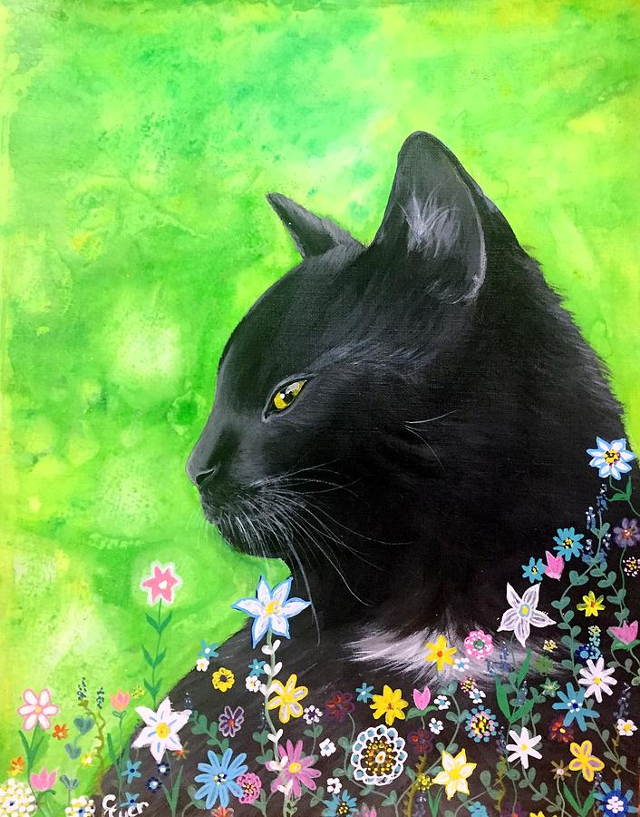 Download Floral Cat Painting By Carol Iyer