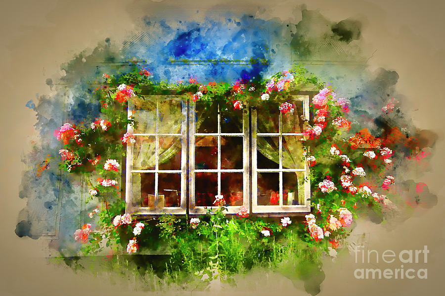 Floral Cottage Window Photograph by Jack Torcello