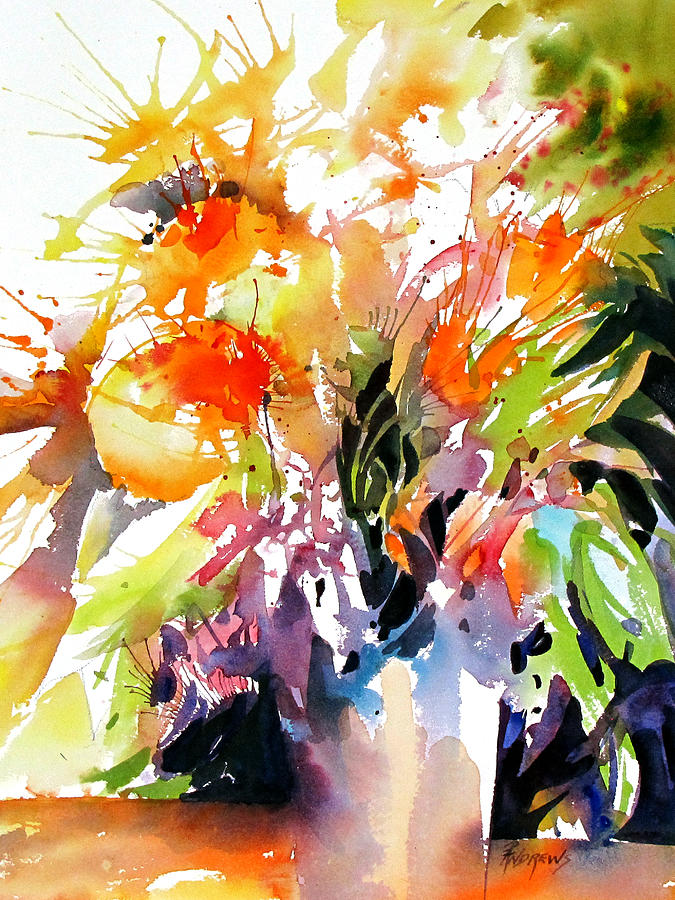 Abstract Painting - Floral Fanfare by Rae Andrews