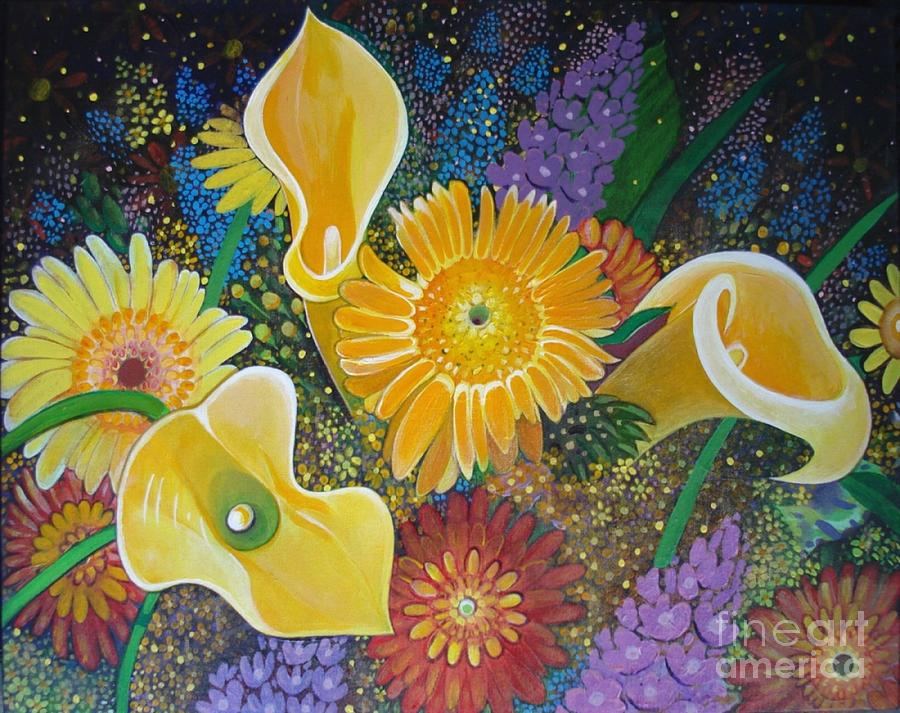 Floral Fireworks Painting by Helena Tiainen