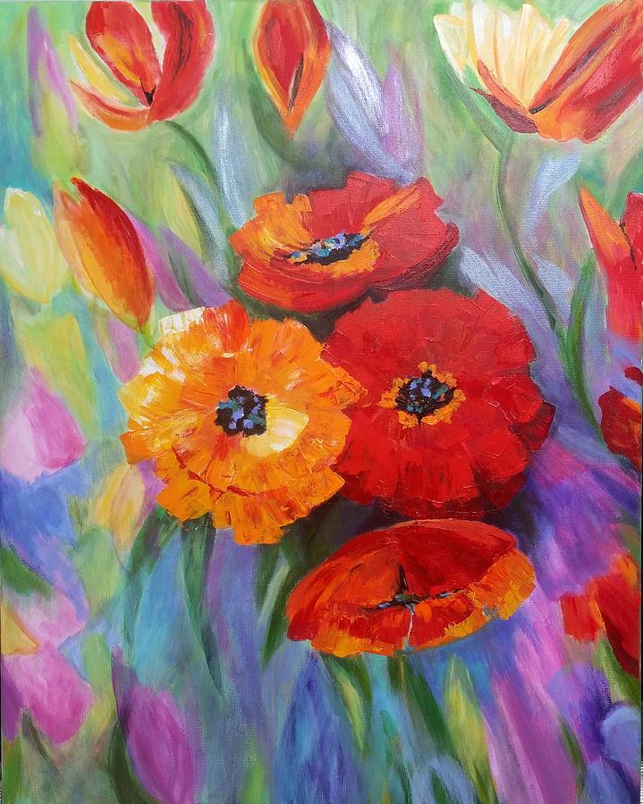 Floral Fusion Painting by Rosie Sherman
