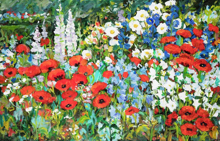 Floral Garden with Poppies Painting by Ingrid Dohm