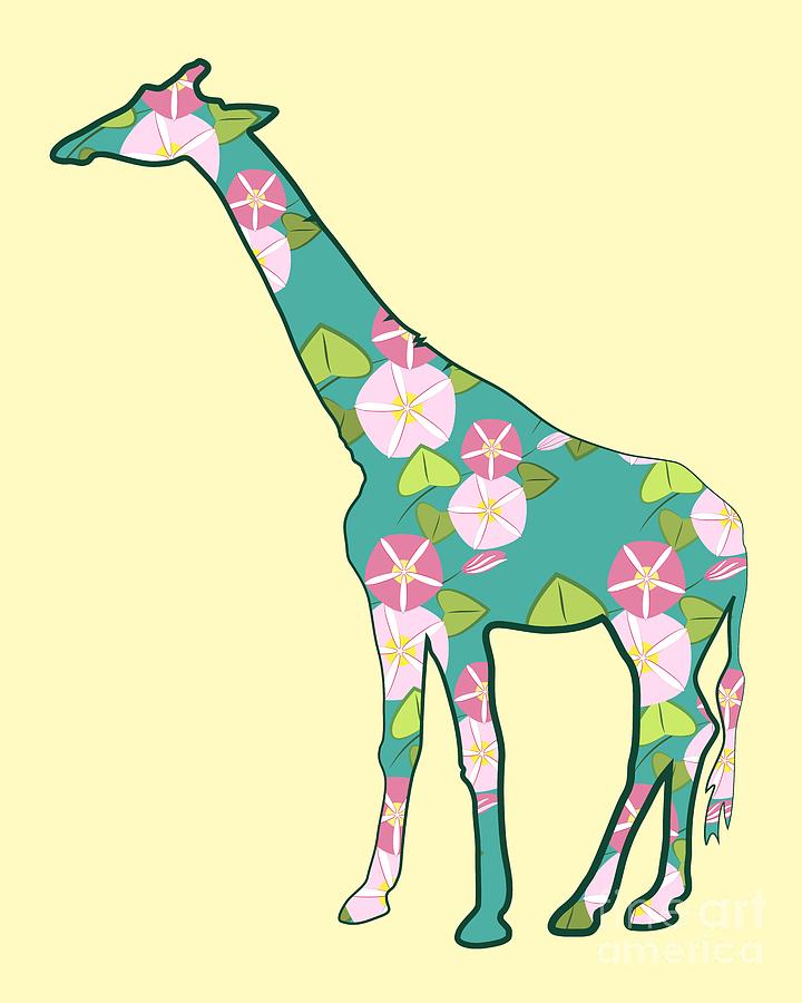 Floral Giraffe Digital Art by MM Anderson