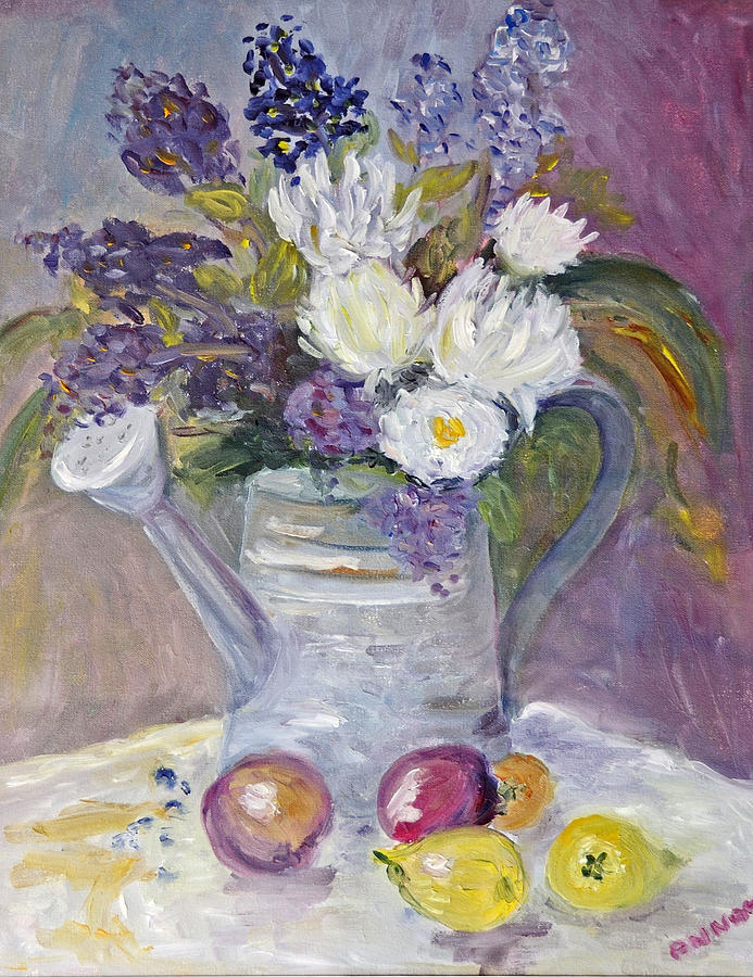 Floral in Watering Can Painting by Barbara Anna Knauf