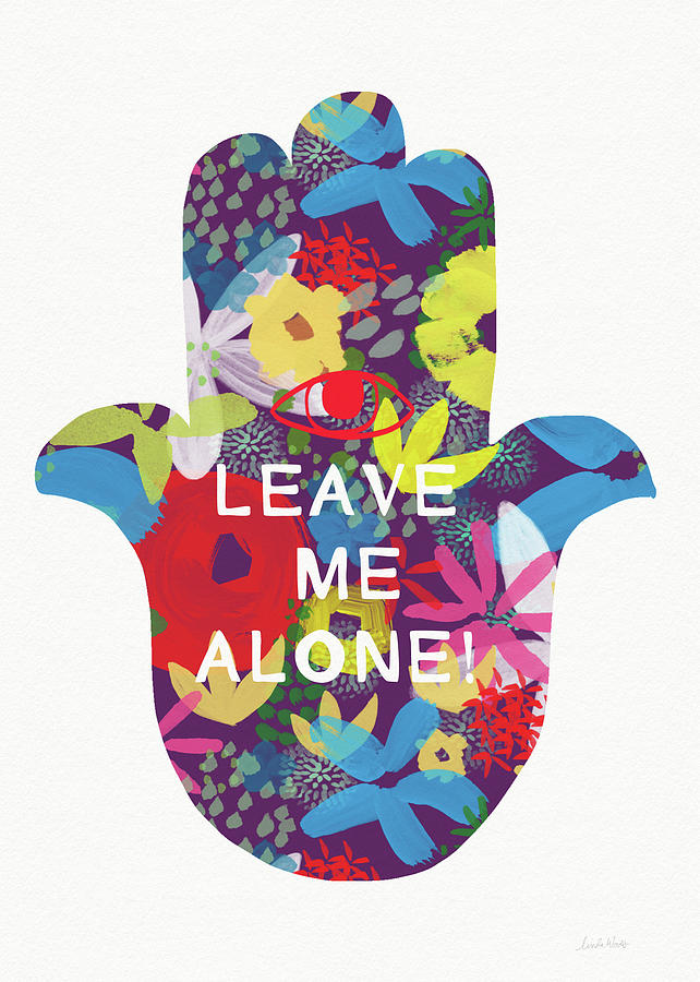 Floral Leave Me Alone Hamsa-Art by Linda Woods Painting by Linda Woods