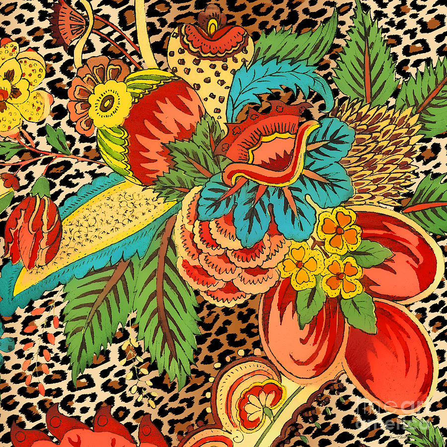 Floral Leopard-JP3729 Painting by Jean Plout