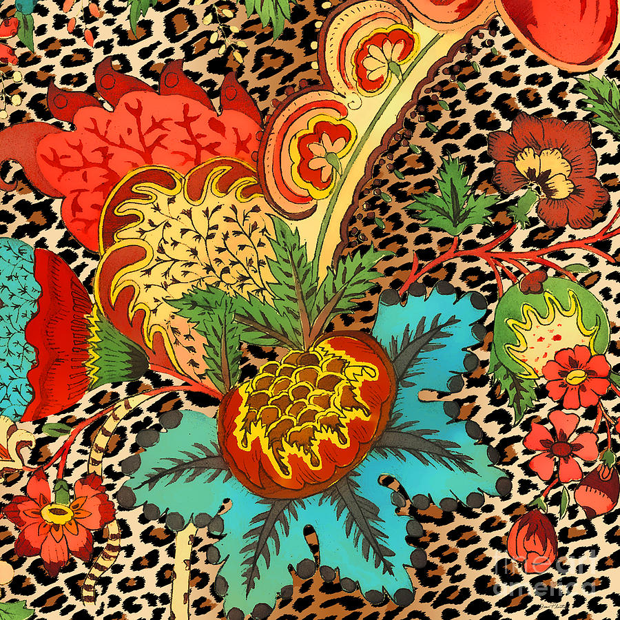 Floral Leopard-JP3730 Painting by Jean Plout