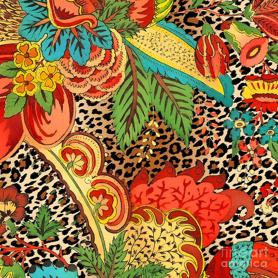 Floral Leopard-JP3731 Painting by Jean Plout