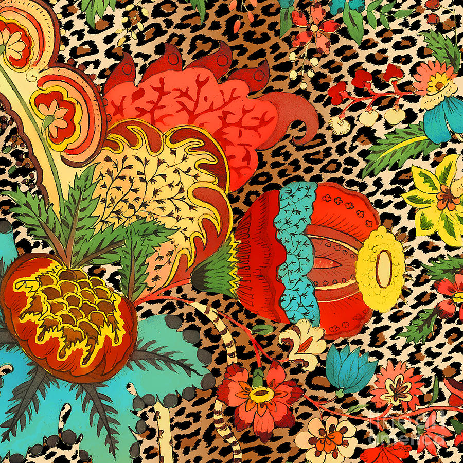 Floral Leopard-JP3732 Painting by Jean Plout