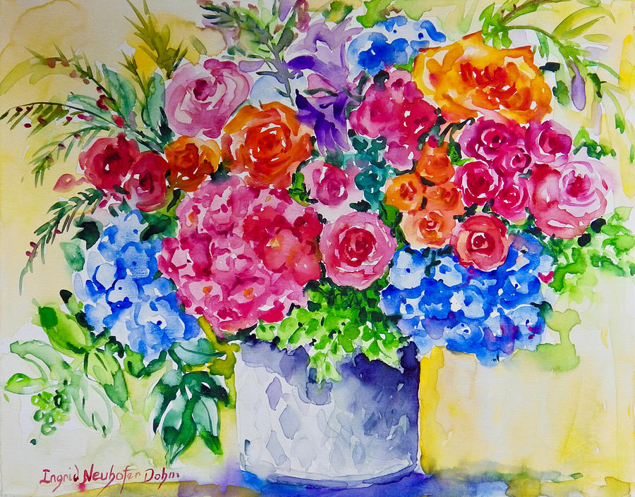 Floral Menage Painting by Ingrid Dohm