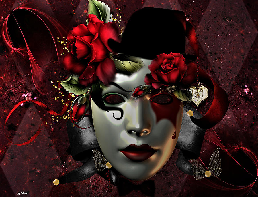Portrait Mixed Media - Floral Masquerade 02 by Gayle Berry