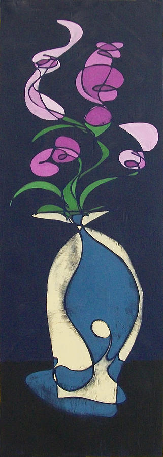 Floral on Indigo Painting by John Gibbs