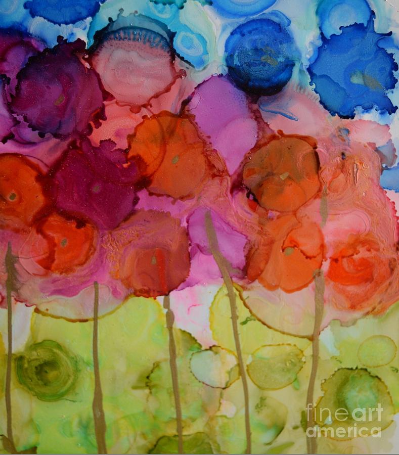 Abstract Painting - Floral Orange by Beth Kluth