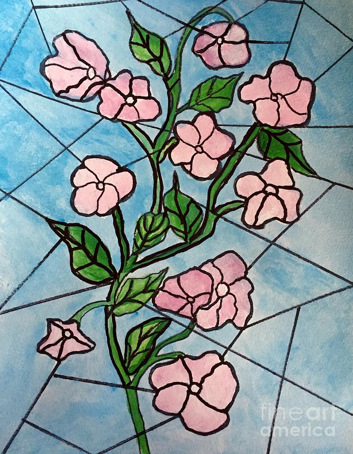 Floral Stained Glass Painting by Anne Sands