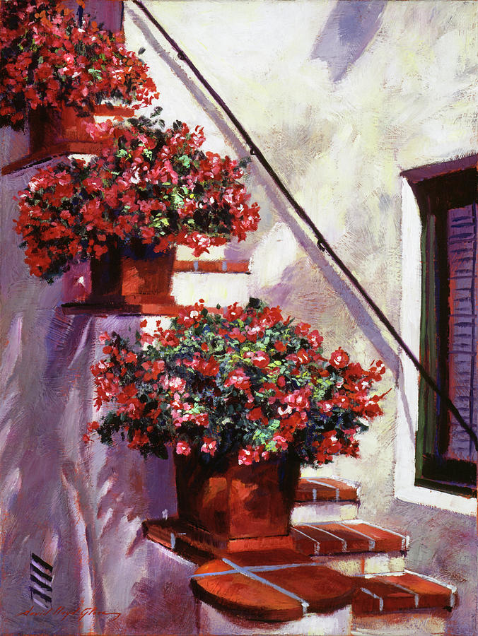 Floral Stairway Painting by David Lloyd Glover