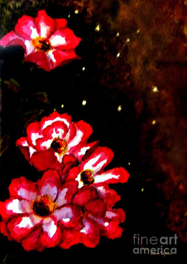 Floral Starry Night Mixed Media by Leanne Seymour