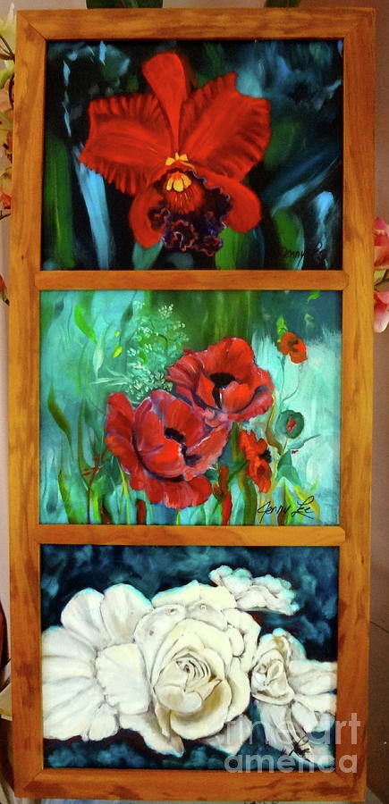 Floral Trilogy Jenny Lee Discount Painting by Jenny Lee