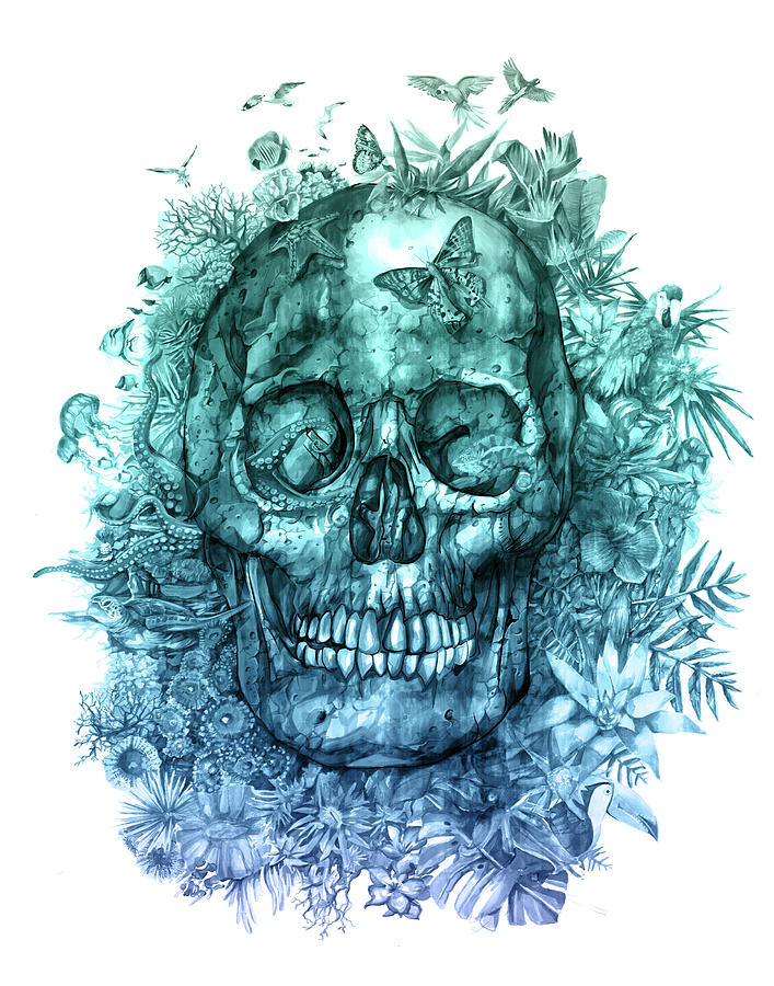 Floral Tropical Skull 2 Painting by Bekim M