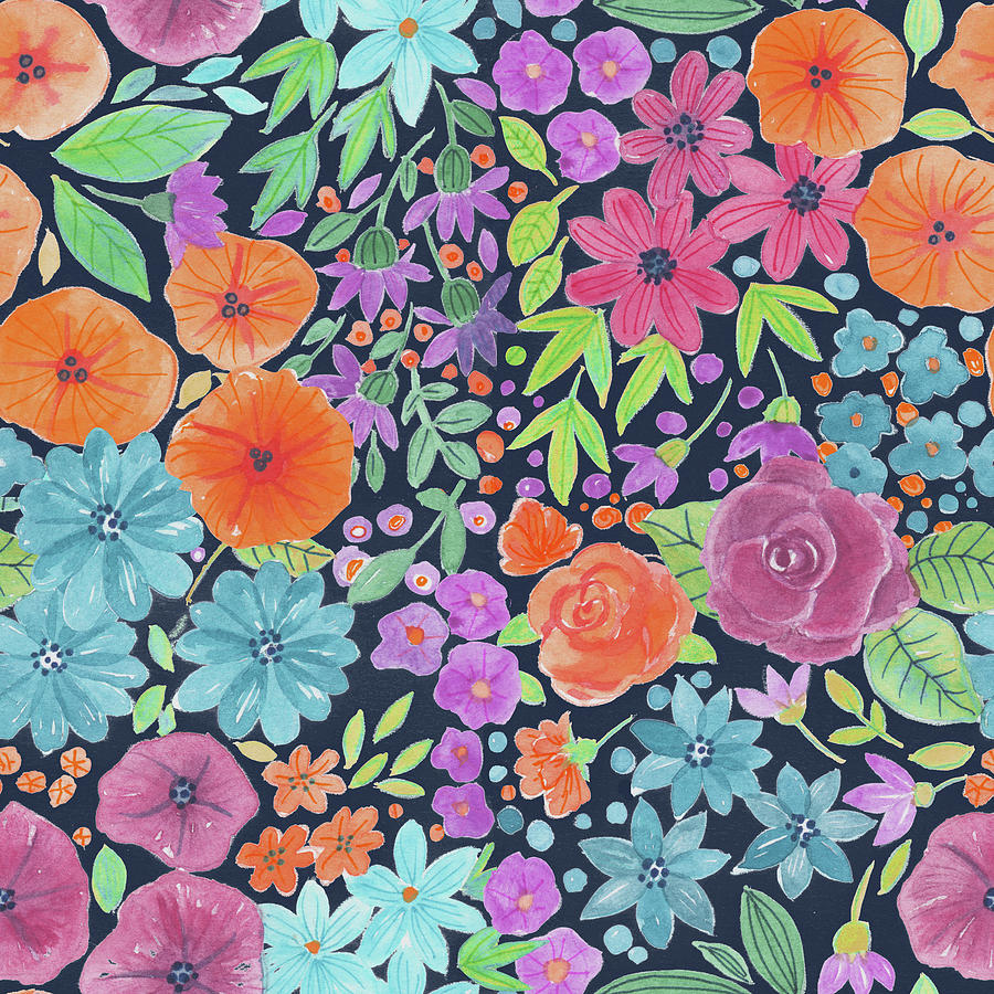 Floral watercolor pattern Mixed Media by Katerina Kirilova - Fine Art ...