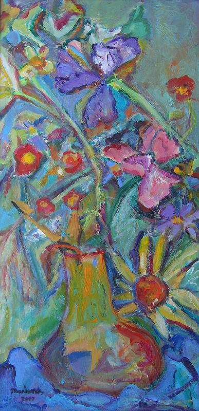 Floral with Sunflower Painting by Marlene Robbins