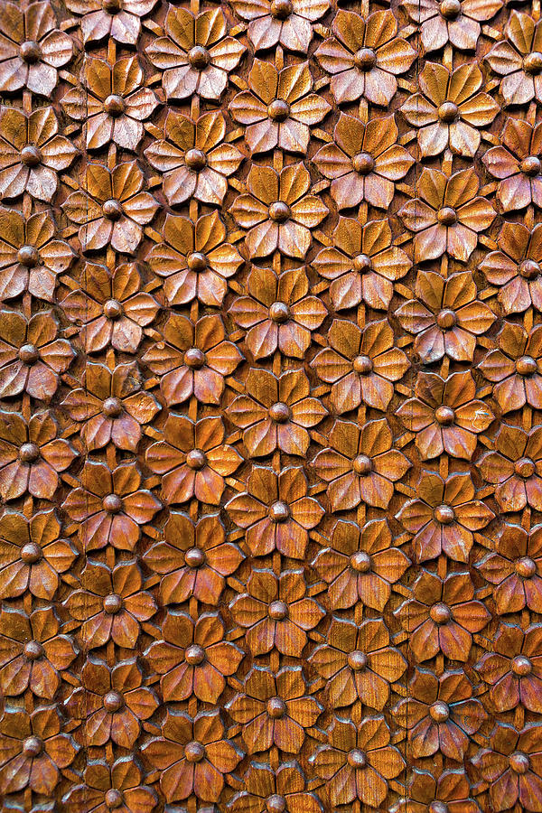 Floral Woodcarving on Door Panel Closeup Photograph by David Gn