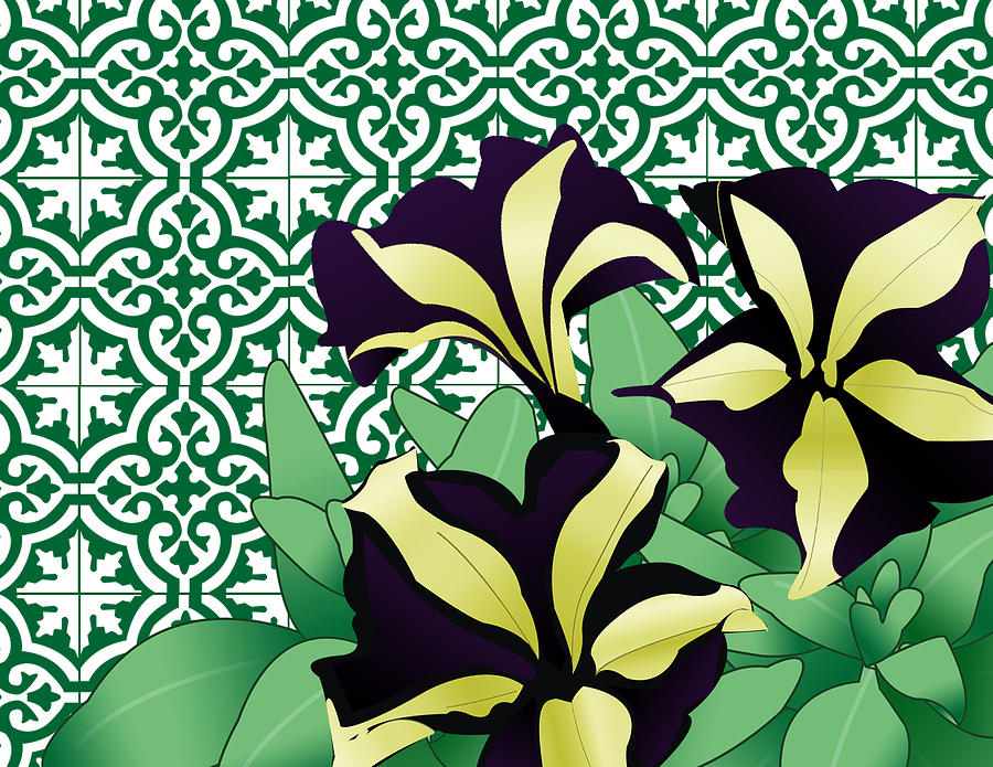 Flower Digital Art - Floral Zellige Design 3 by Effin Heidi