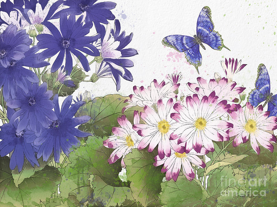 Florals and Butterflies-JP3831 Painting by Jean Plout