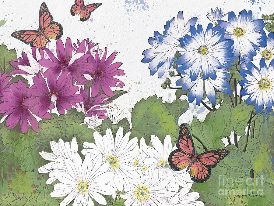 Florals and Butterflies-JP3832 Painting by Jean Plout