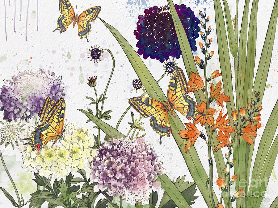 Florals and Butterflies-JP3833 Painting by Jean Plout