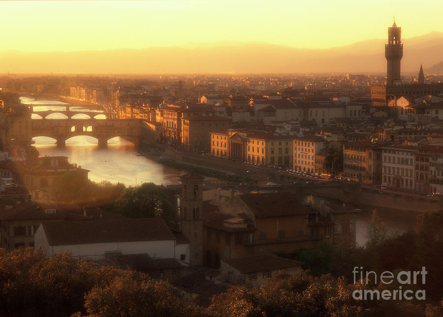 Florence Photograph - Florence and the Ponte Vecchio dusk, Tuscany, Italy by Damian Davies Florence Photograph - Florence and the Ponte Vecchio dusk, Tuscany, Italy by Damian Davies