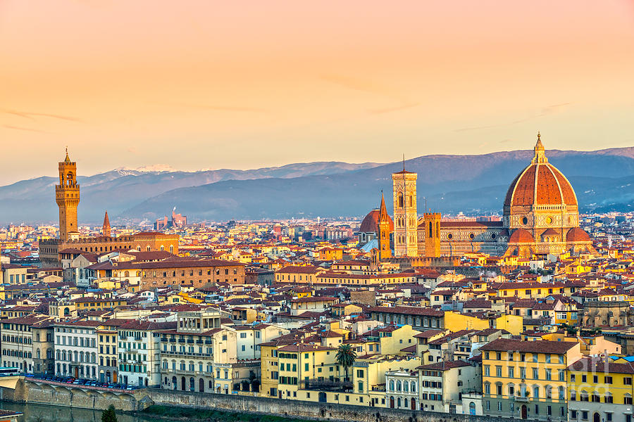 Florence at sunrise - tuscany - Italy Photograph by Luciano Mortula