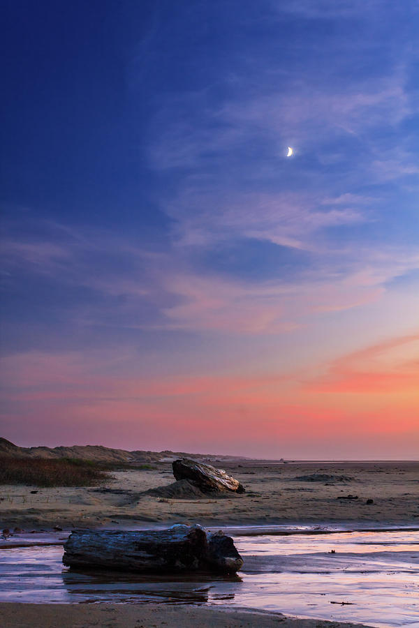 Florence Beach Twilight Moon Photograph by James Eddy