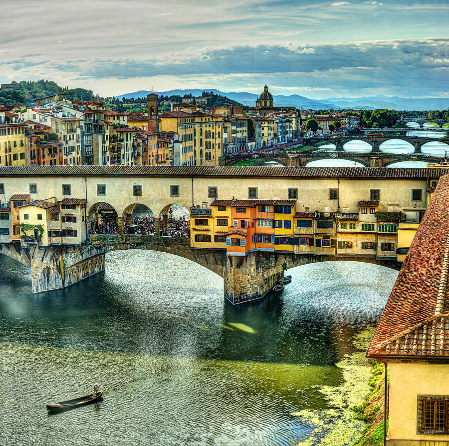 Florence - bridges behind Ponte Vecchio Photograph by Weston Westmoreland