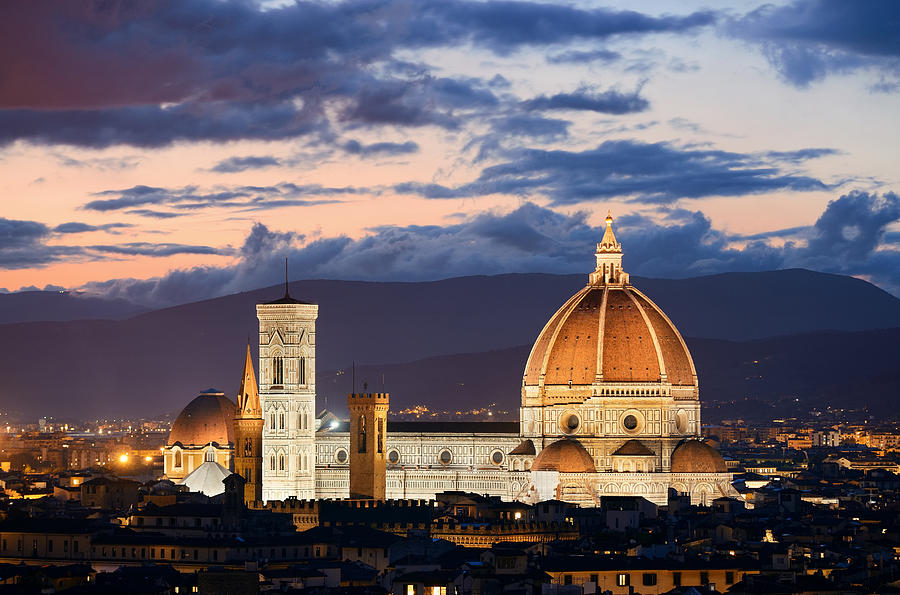 Florence Cathedral skyline night Photograph by Songquan Deng
