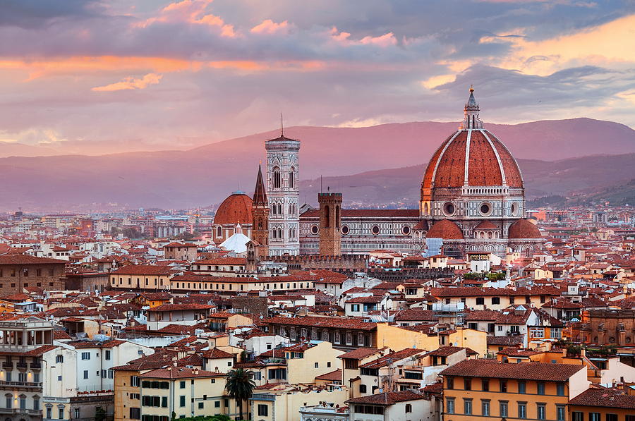 Florence Cathedral skyline sunset Photograph by Songquan Deng